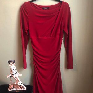 Red Ruched Tahari Dress